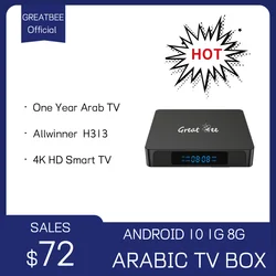 Greatbee-Boîtier décodeur Smart TV, lecteur multimédia, Android 10, grande équation, arabe, 2G, 16G, 4K