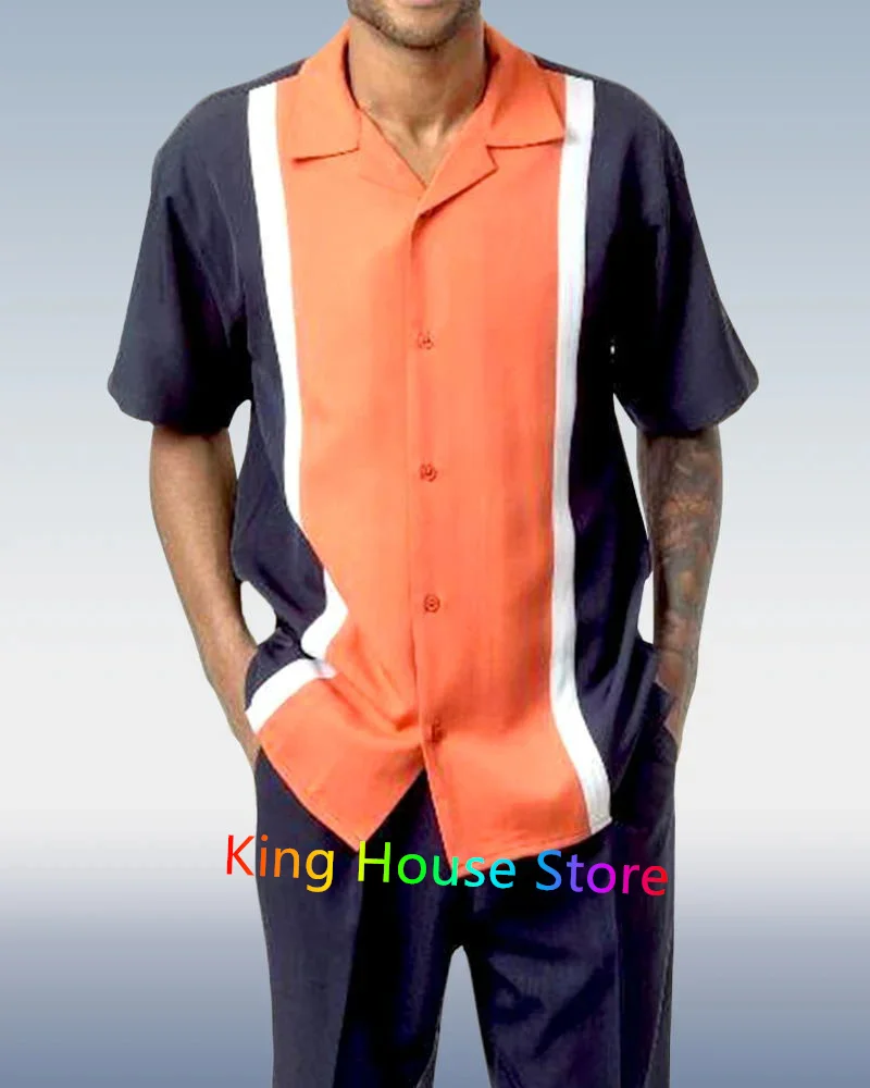 2 Piece Sets Shirt Men Outfits Summer Fashion Hawaiian Casual Button Short Sleeves Shirt+Shorts Pants Suits Men's Clothing Set