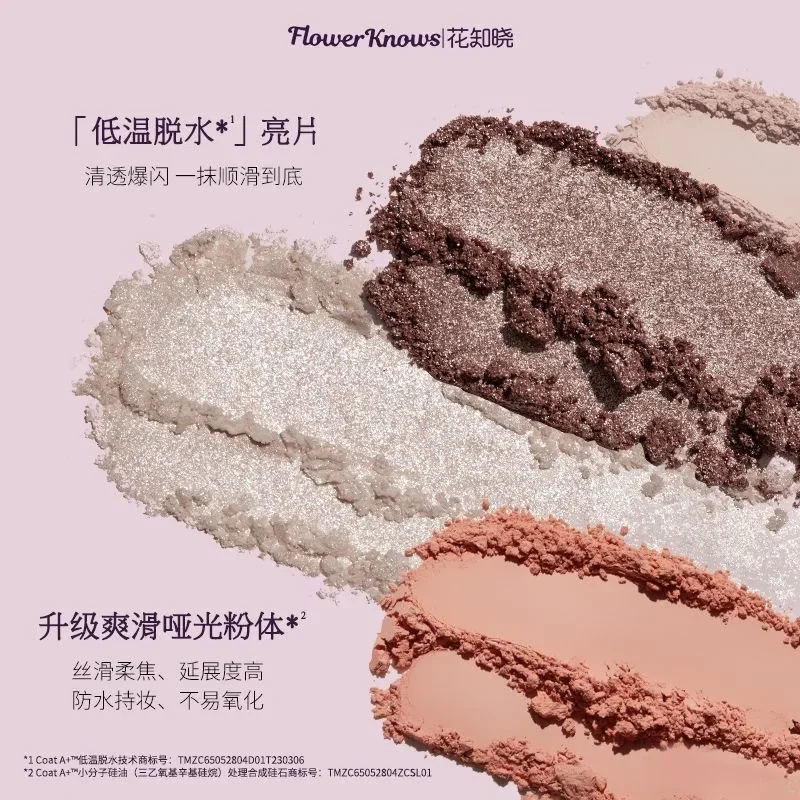 Flower Know Midsummer Fairytales Series อายแชโดว์สีบรรเทา 5 สี Matte Shimmer แผ่นอายแชโดว์ที่ละเอียดอ่อน