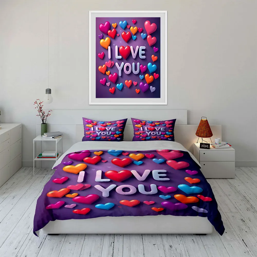 Heart-Shaped Balloon Confession Theme Print Soft Comfortable Duvet Cover Bedding Set Included 1*Duvet Cover 2*Pillowcases