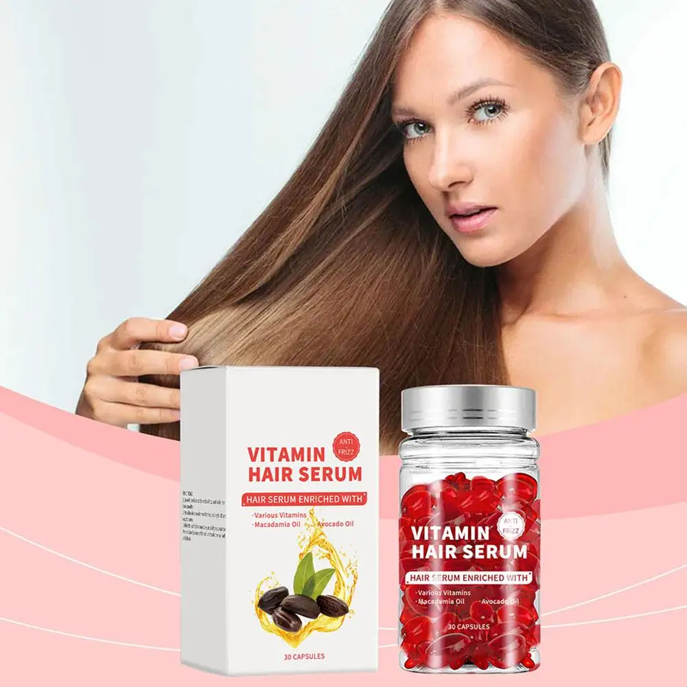 30 Capsules Vitamin Leave-In Hair Care Essential Oil Capsules Moroccan Nut Oil Hydrating Anti Friz Smooth Hair Care Conditioner