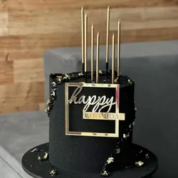 Simple Style Happy Birthday Cake Toppers Rose Gold Acrylic Side Birthday Cake Decoration Cake Topper for Baby Dessert Decoration