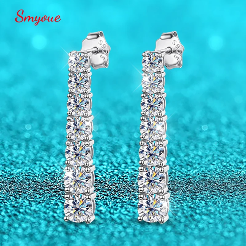 

Smyoue D Color Full Moissnaite Drop Earrings for Women Pass Diamond Test 100% 925 Sterling Silver Long Tassel Earrings Wholesale