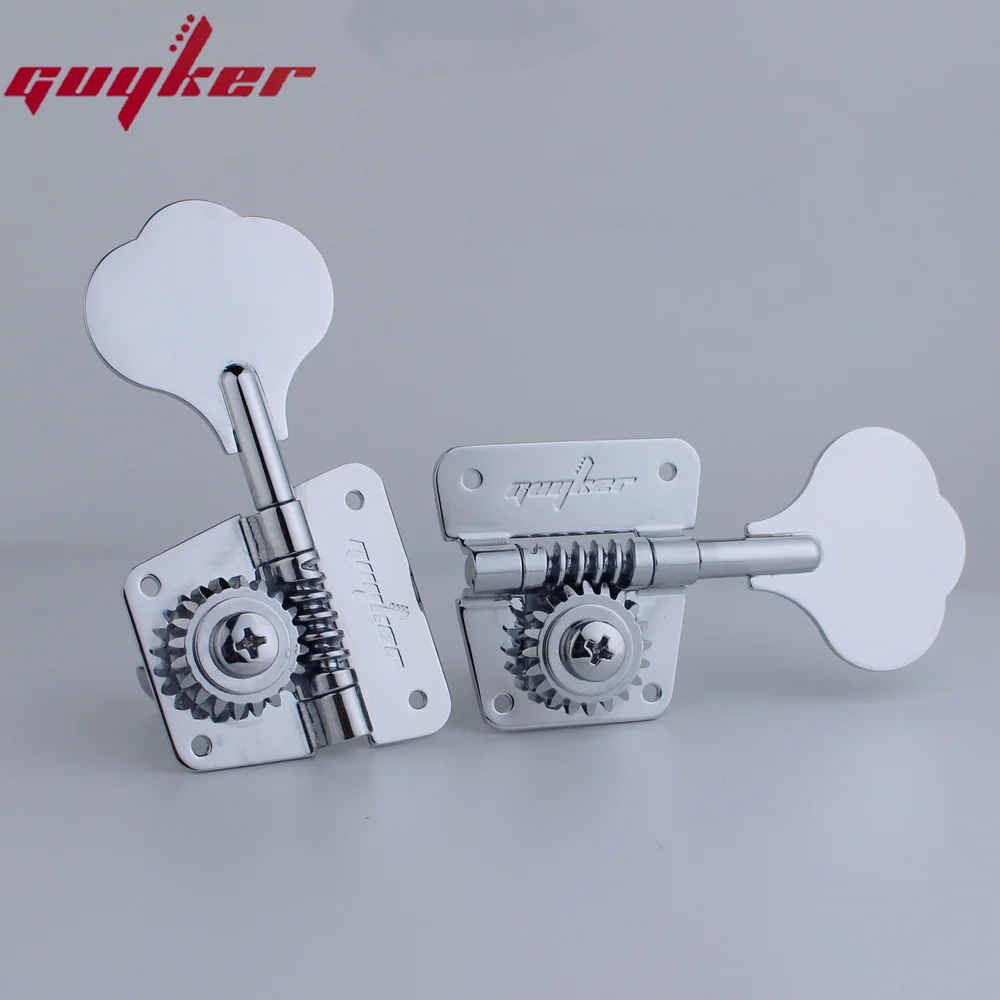 Open Frame Electric Bass Machine Heads Tuners GUYKER Tuning Peg Gear ratio 1:20 Chrome Silver for Bass