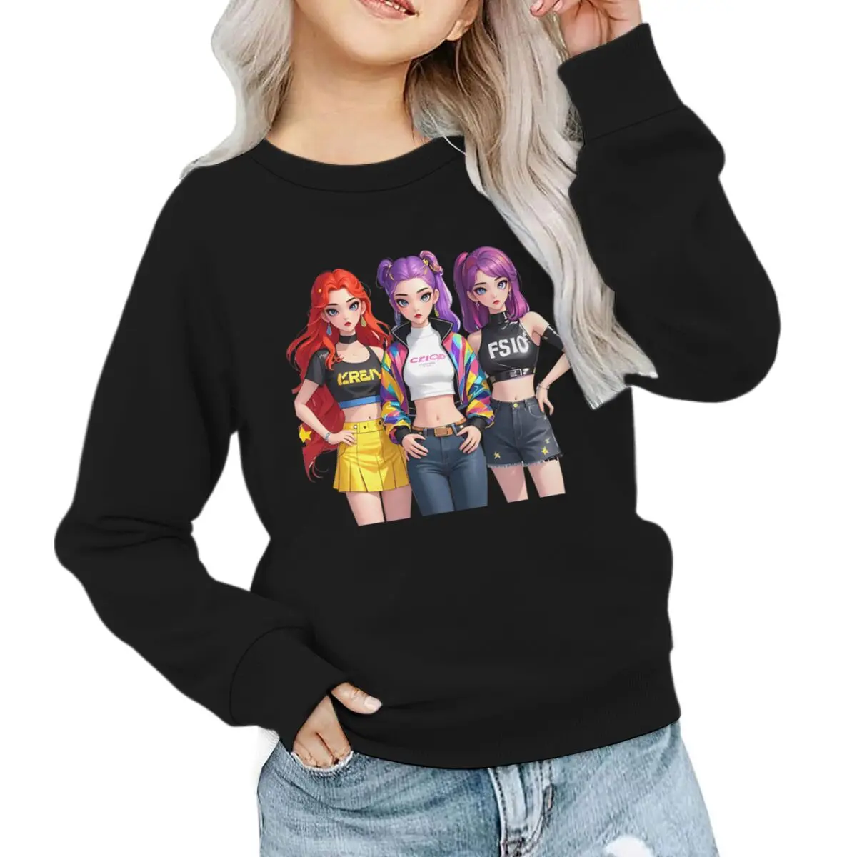 

Children's Clothing Girls' Anime Cute Character Print Fashion Casual Tops Funny Gift for Fans Girl Outfits Cartoon Sweatshirts