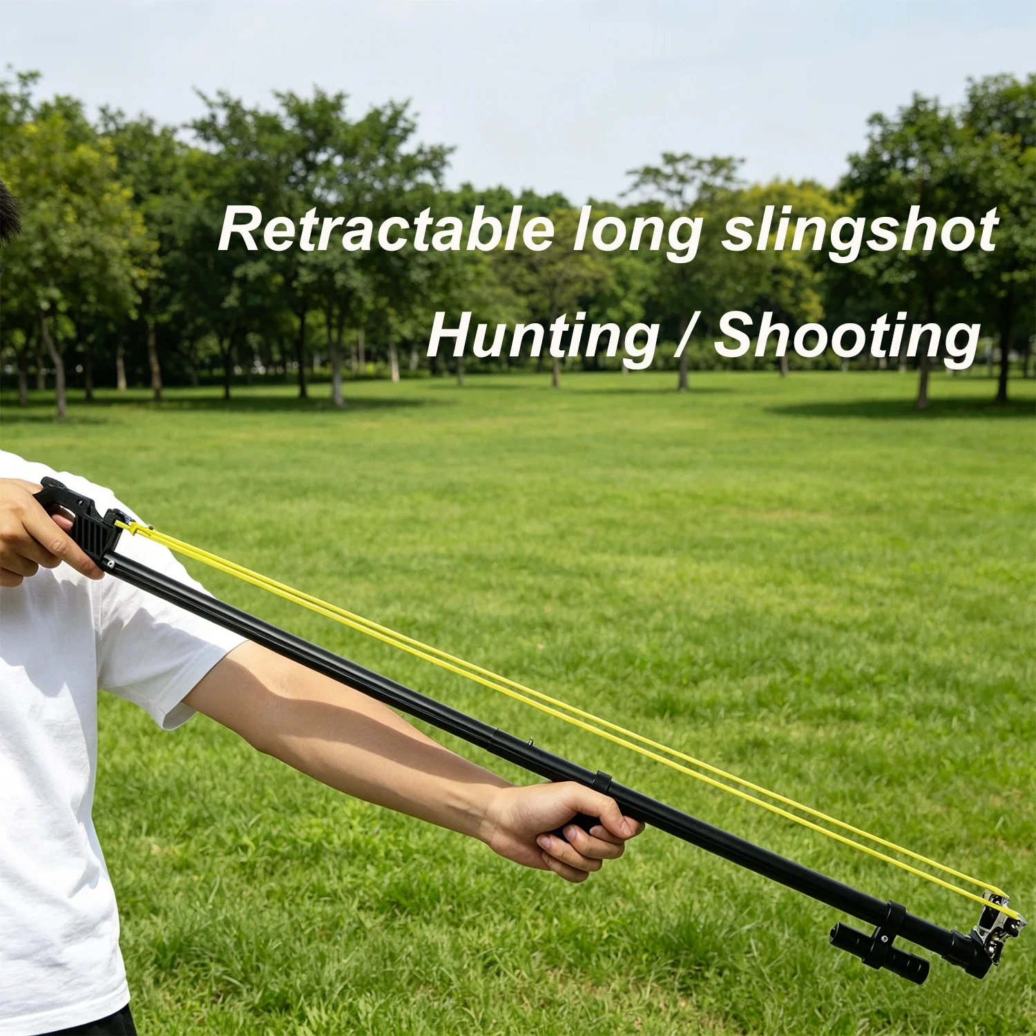 Retractable Aluminum Alloy Long Slingshot Professional Outdoor Hunting Shooting High-power Slingshot Equipment