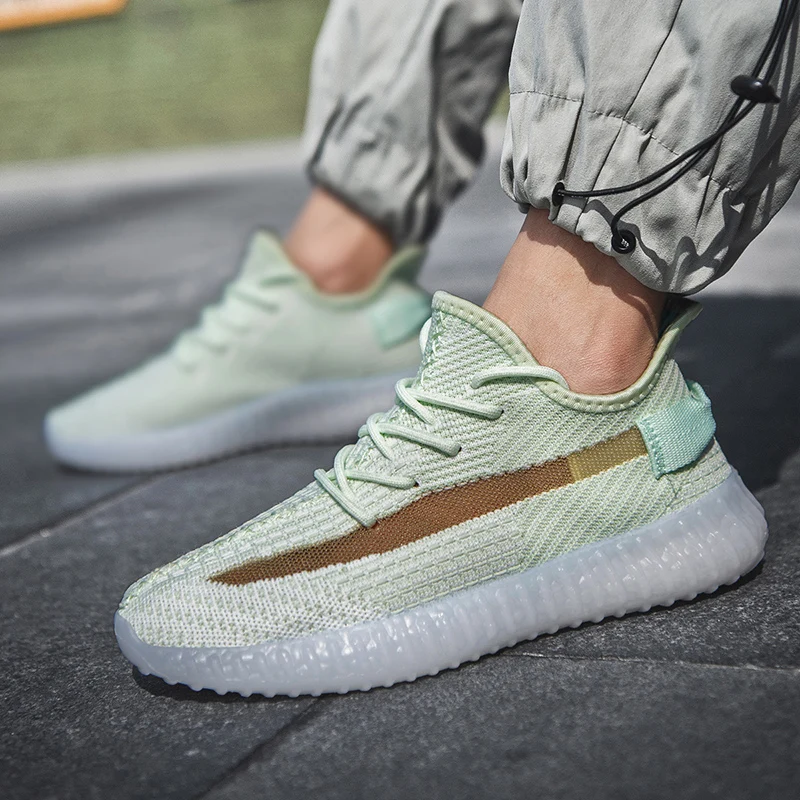 2027 New Men's Women's Coconut Shoes Wholesale Breathable Knitted Sports Shoes Autumn Popular Running Shoes EVA Sole Rubber