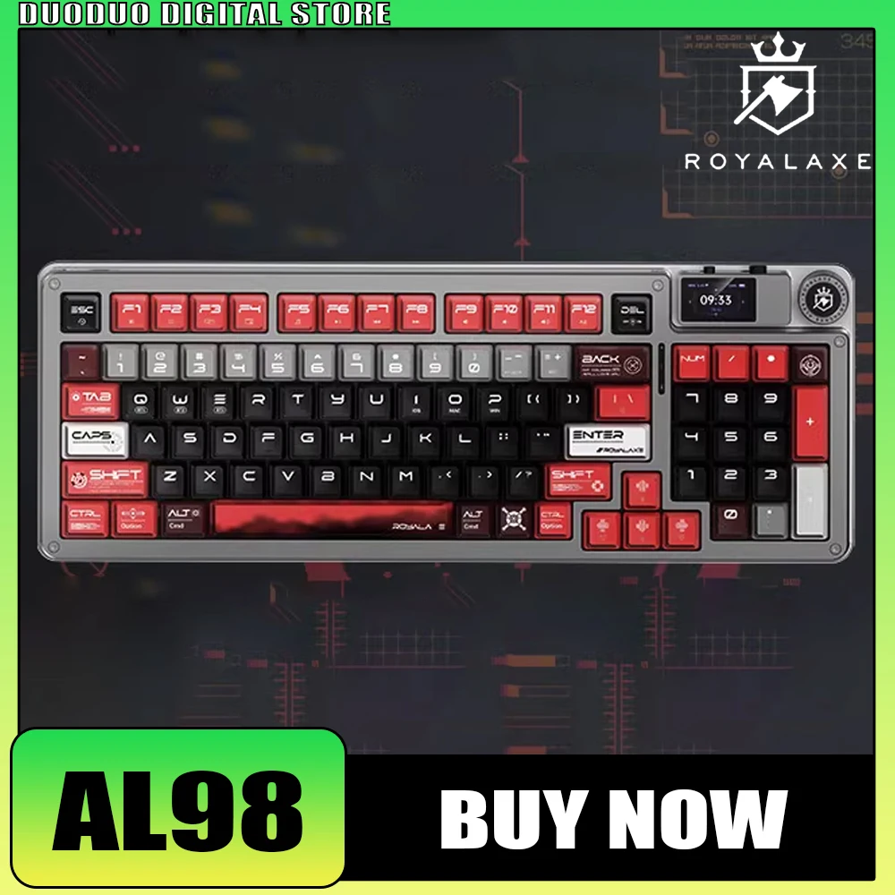 

Royal Axe AL98 Magnetic Switch Keyboard Smart Screen Three Mode Quick Trigger Wireless Gaming Keyboard Low Delay Pc Gamer Gifts