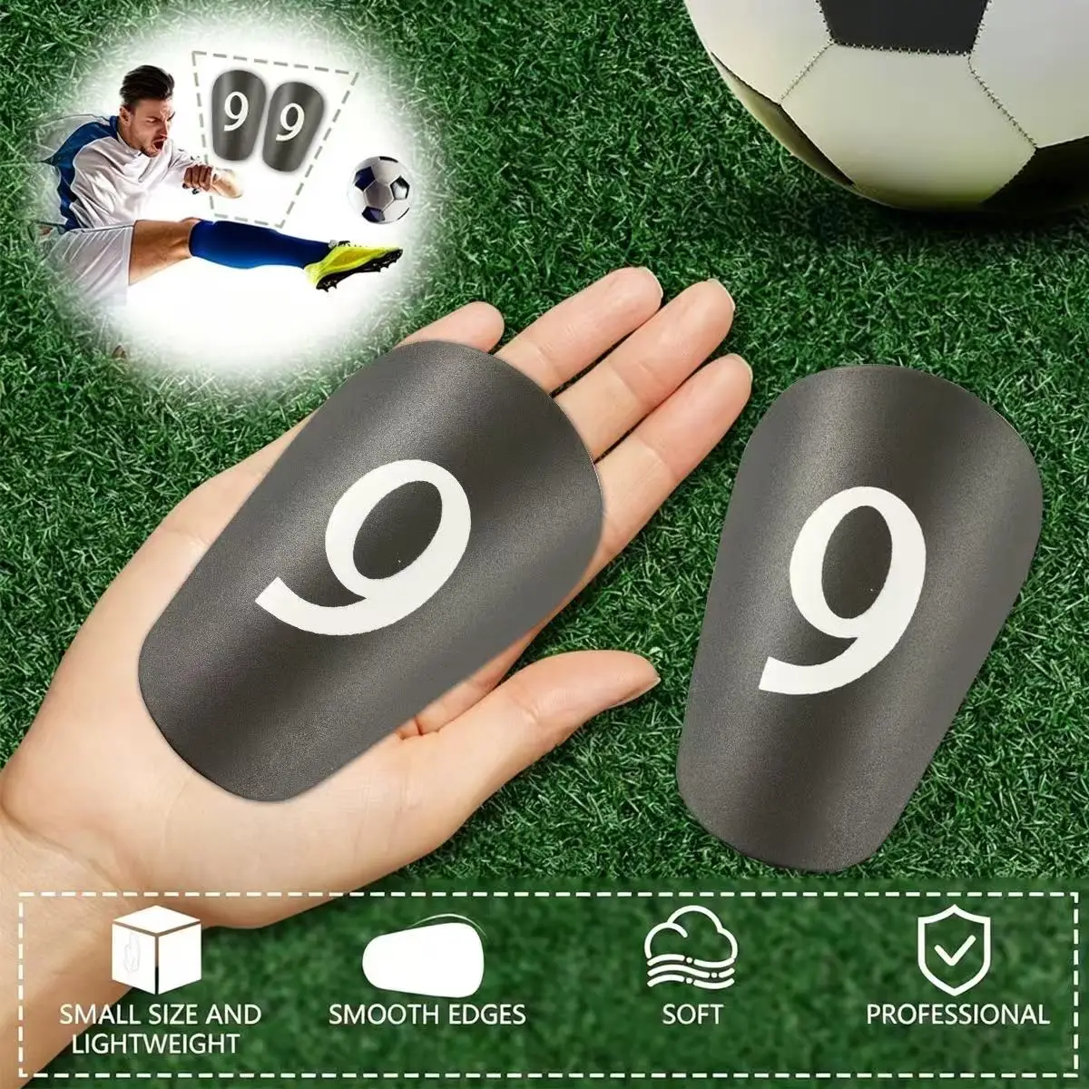 1 Paar Mini-Fußball-Schienbeinschoner - Ultrakleine Schutzausrüstung für Männer & Frauen, Blau-Weißes Rissiges Eis-Design, PP-Material