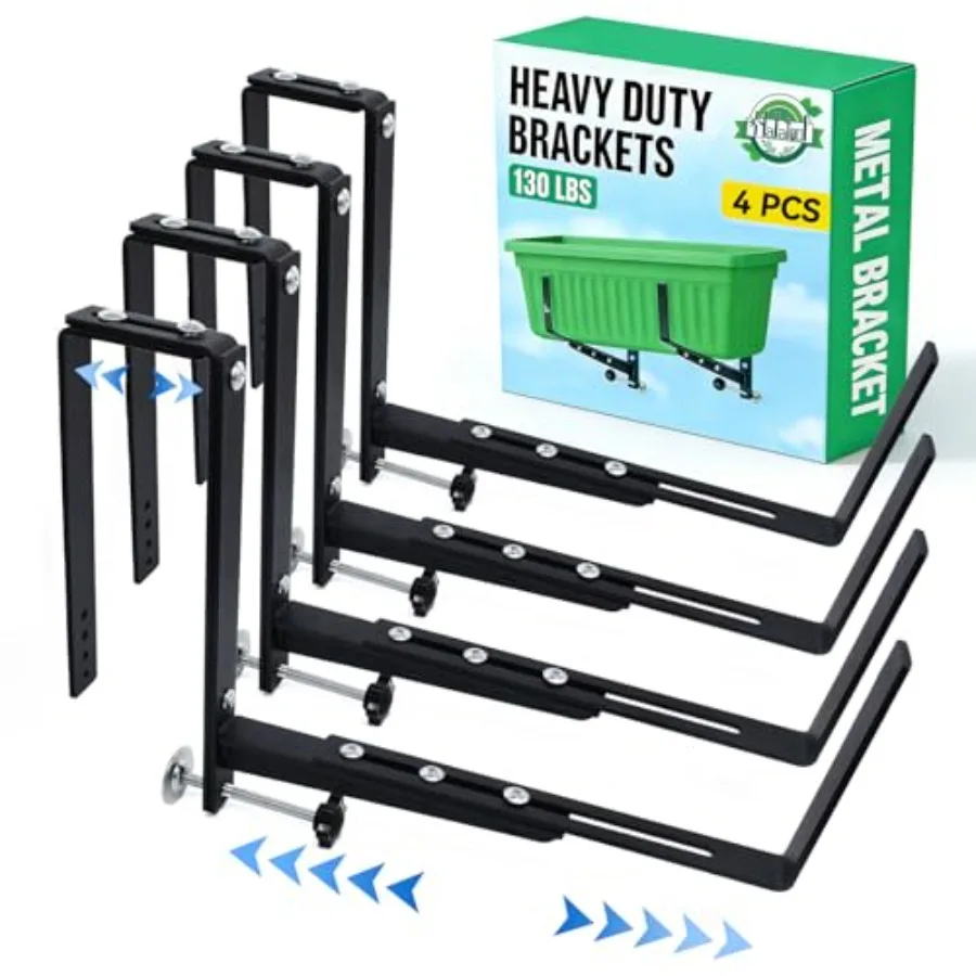 

Усиленный регулируемый настенный кронштейн для цветочных ящиков, держатель для уличных кашпо на балкон, веранду, забор