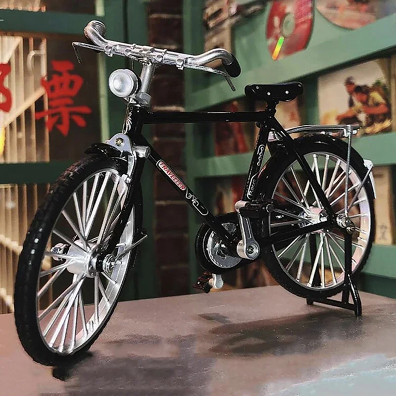 1:10 Model Alloy Retro Bike Diecast Decoration Model Metal Toy Black Bicycle Simulation Collection Gifts Toys for boys