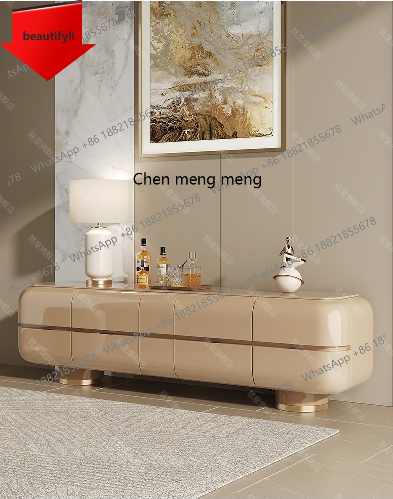 

X188 American light luxury paint TV cabinet against the wall storage floor cabinet Modern solid wood storage audio-visual cabine