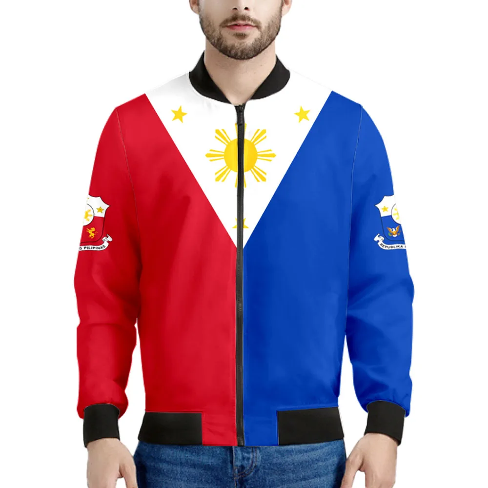 Philippines Zipper Jacket Custom Name Team Logo Coats Phl Country Travel Pilipinas Nation Filipino Flag Republic Photo Clothes