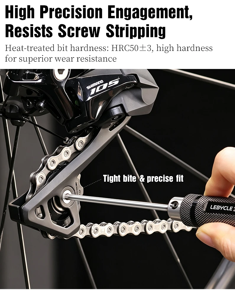 LEBYCLE Fahrrad-Präzisions-Sechskantschraubendreher aus Schnellstahl, Sechskant-Schraubendreher 1,5mm 2mm 2,5mm 3,0mm, Fahrrad-Reparaturwerkzeug – Detail 4