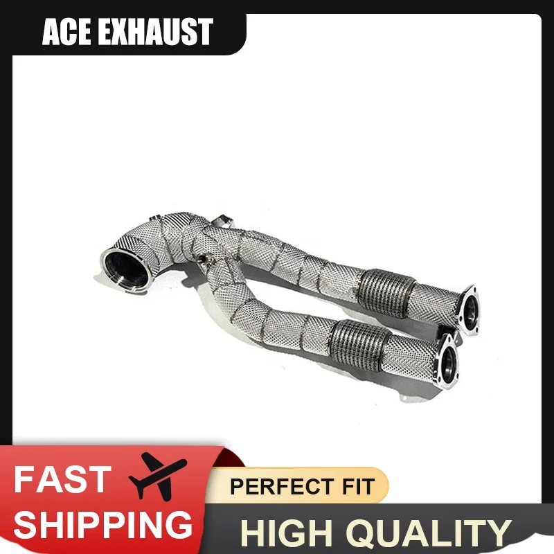 ACE Downpipe for Audi RS3 RSQ3 TTRS 2.5T Free Flow three Ternary Catalytic Header with Heat Shield SUS304 Lossless Installation