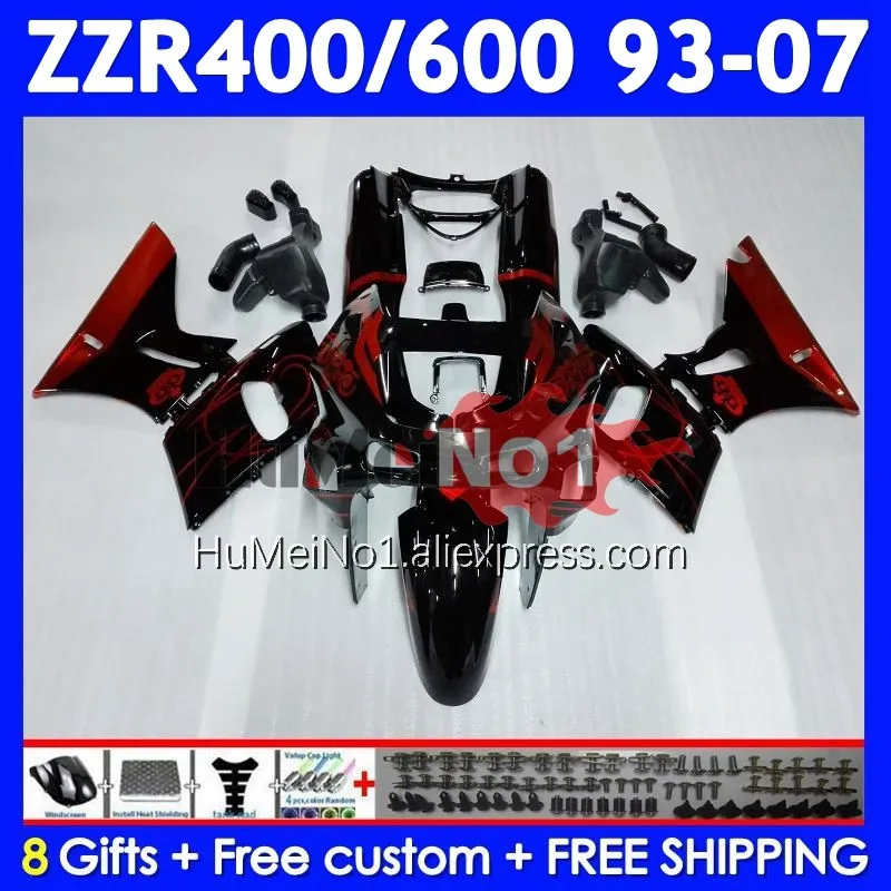 ZZR400 For KAWASAKI NINJA ZZR 400 93 94 95 96 97 Red black 98 99 00 01 237No.5 ZZR-400 2002 2003 2004 2005 2006 2007 Fairing