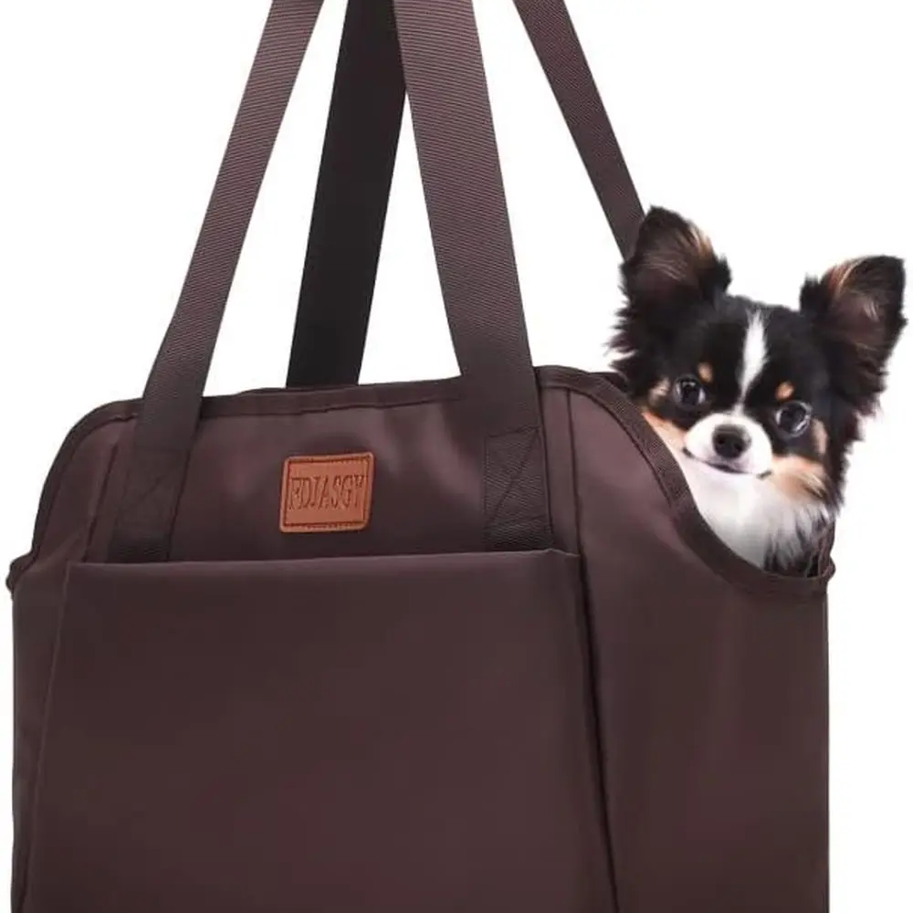 

Сумка-переноска для собак с карманом и страховочным тросом, мягкая переноска для маленьких собак для маленьких и средних домашних животных, сумка для покупок на открытом воздухе, кофе