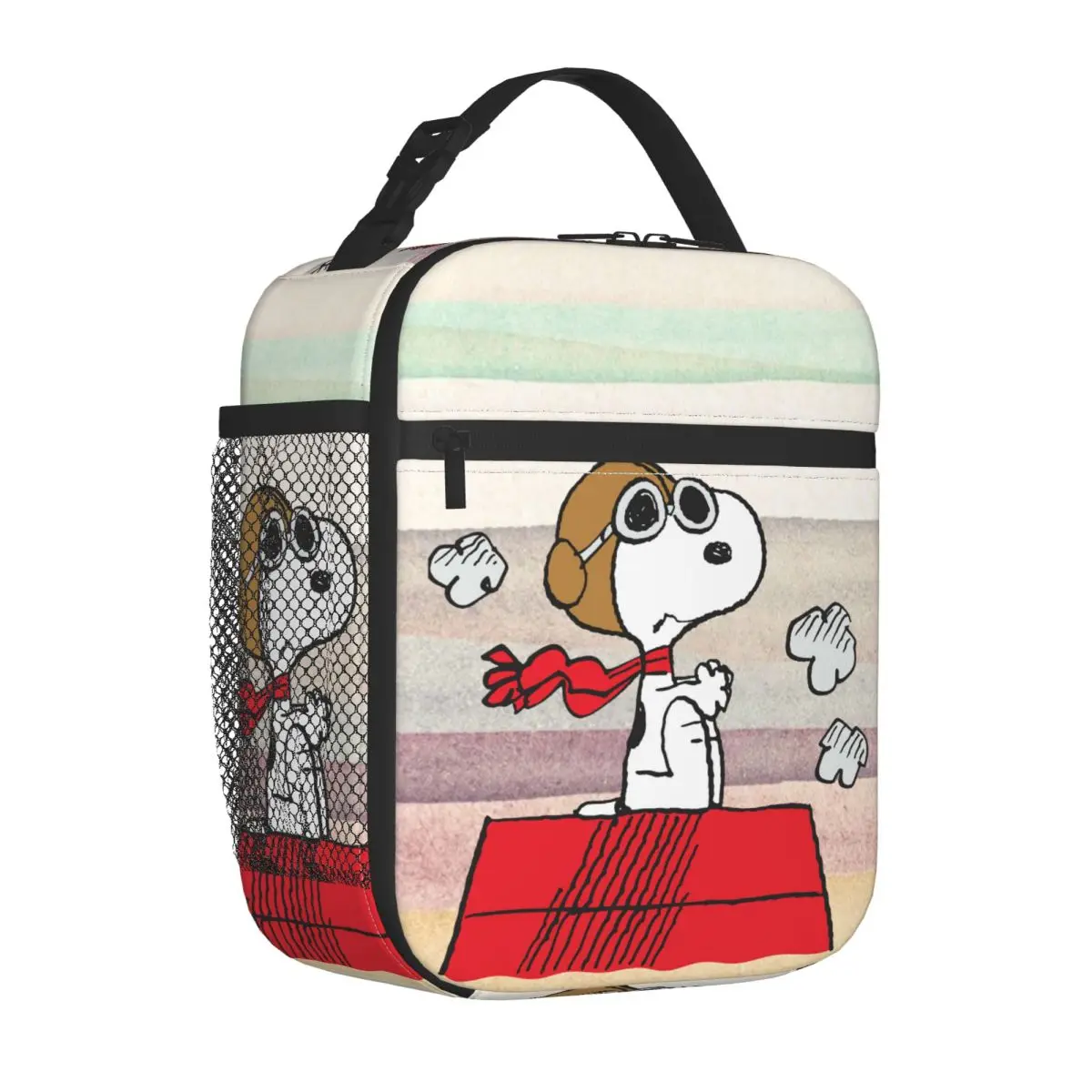 Niestandardowa izolowana torba na lunch Cute Cartoon Snoopy dla kobiet Cooler Thermal Food Lunch Box Outdoor Camping Travel Przenośne torby na ramię