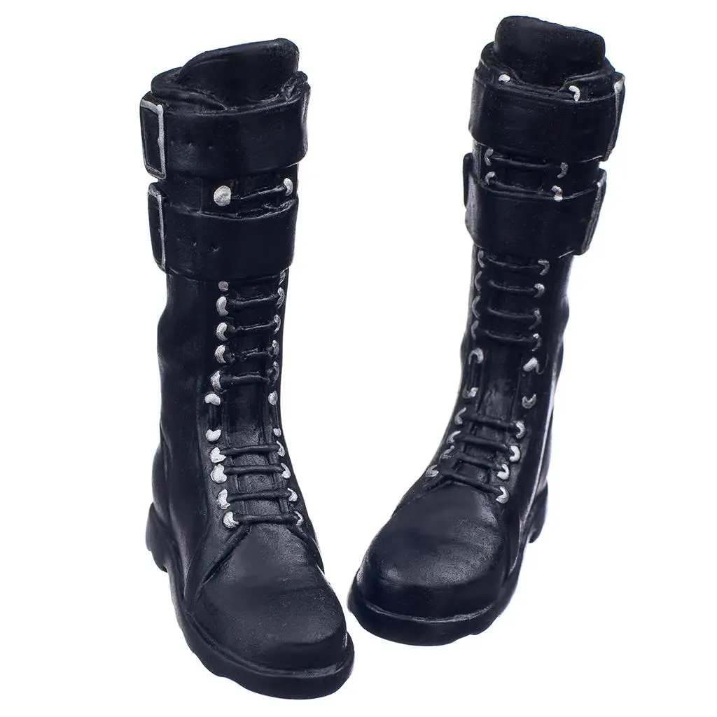 2x 1:6th Long Boots Black High Heels for Action Body Figure Doll Toy Accessories