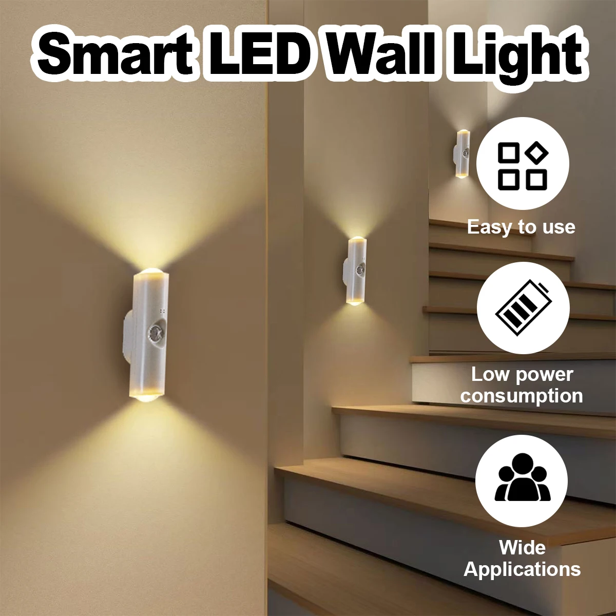 Usb Rechargeable Motion Sensor Led Night Light Down Up Battery Lamp Wall Indoor Lighting Lights Wireless Up-Down Multifunctional