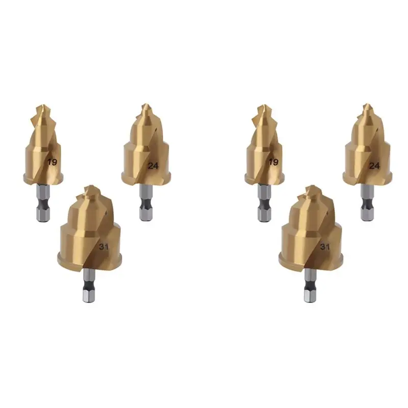 a95g-6個入り-20-25-32mmステップドリルビット、リミットスイベル溝付きpprリフティングコーンドリルビット、水道管リーマ加工用