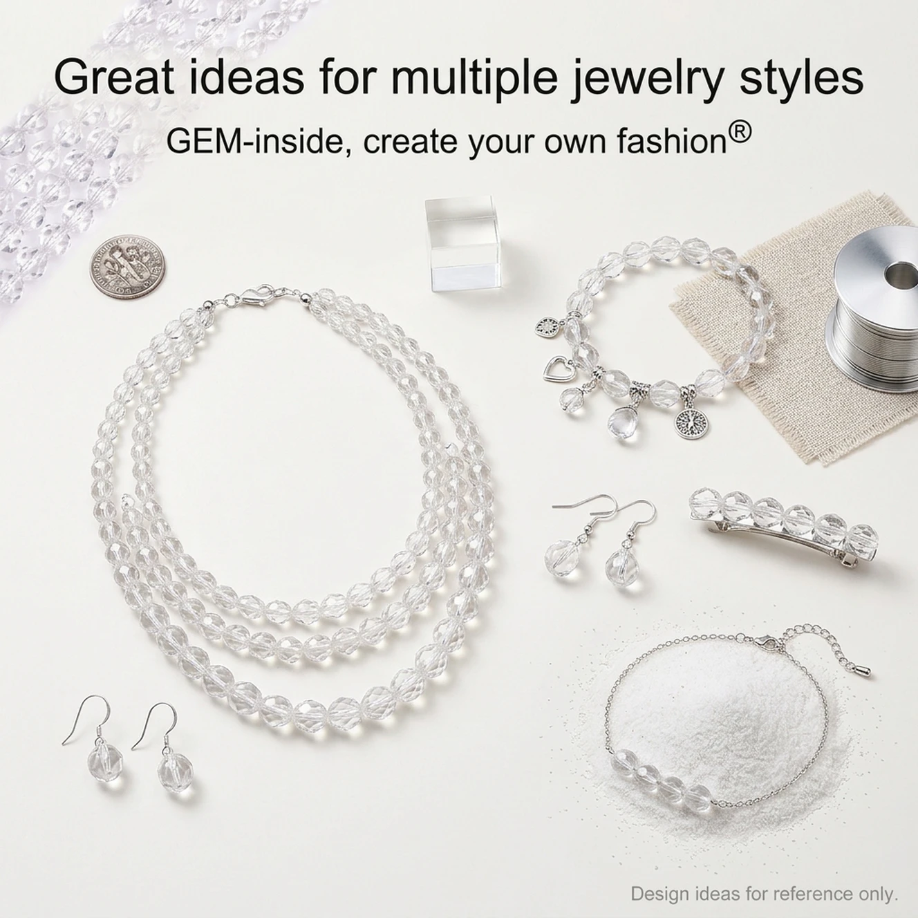 Faceted Natural White Clear Quartzs Crystal Beads Natural Stone Beads DIY Loose Beads For Jewelry Making Strand 15\