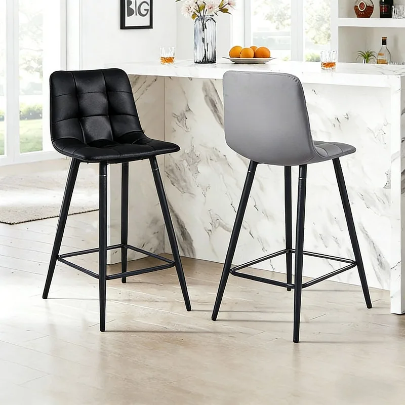 

Modern Bar Stool Swivel PU Leather Bar Chair Italian Minimalist 3 Colors Counter Stool for Kitchen Island Cashier Desk