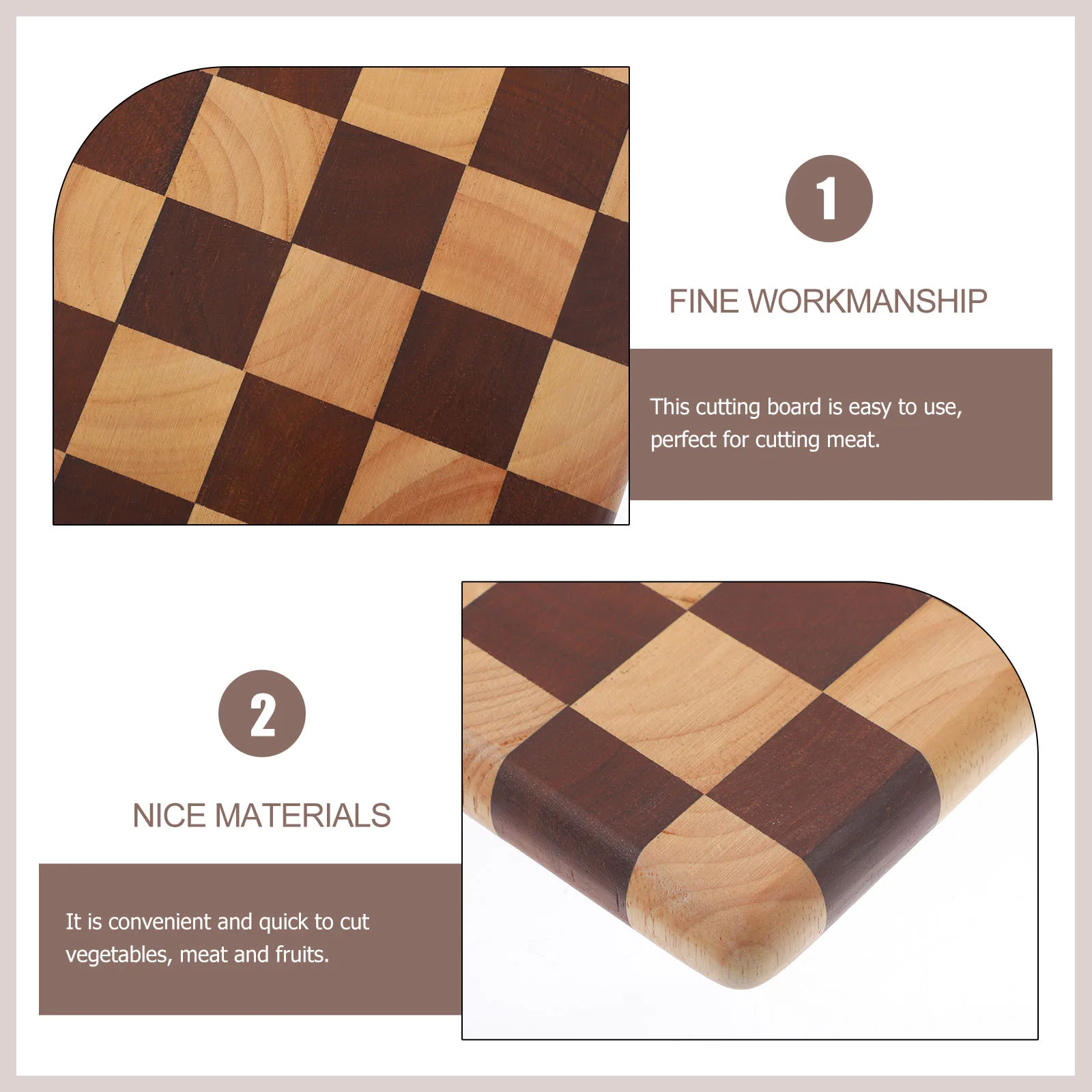 

Доска разделочная из акации с узором «шахматная доска», гладкая поверхность, для нарезки овощей и мяса