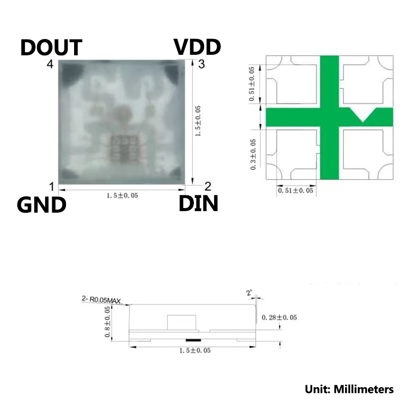 Screen Pixels 5v Ws2812 Smd 1515 Led Chip Diode Mini Smd Light Beads Addressable Digital Rgb Full Color Pixel Light