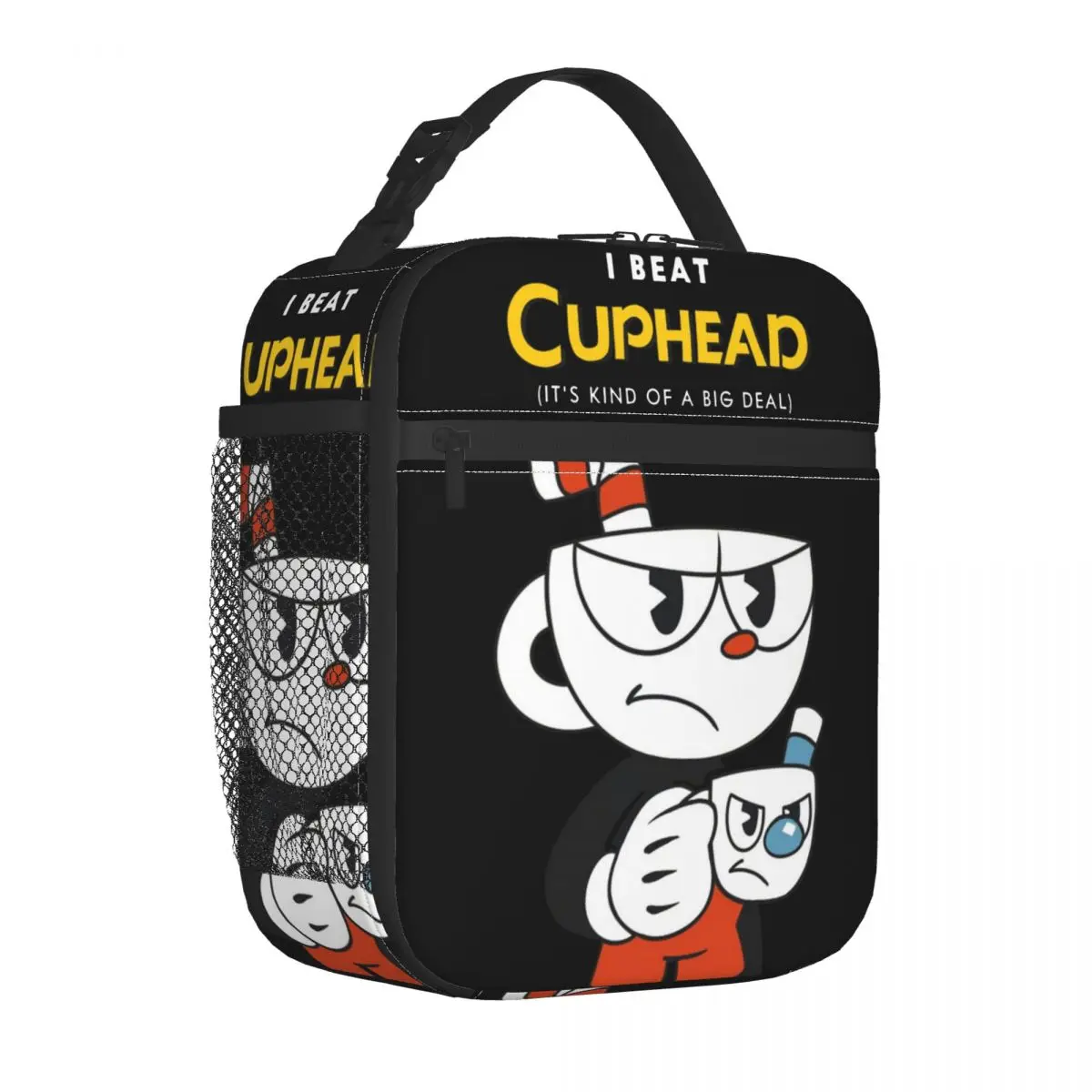 Cuphead And Mugman Angry Accessories Insulated Lunch Bags For School Food Storage Bag Portable Thermal Cooler Lunch Boxes