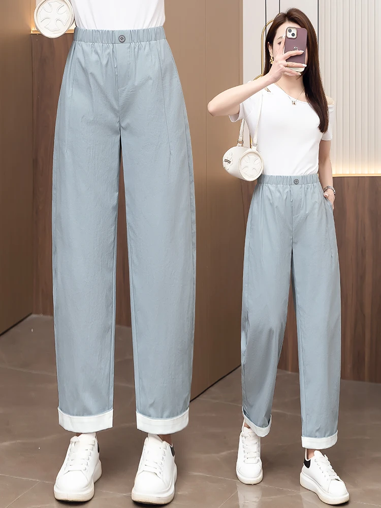 

Slimming High Waist Nine-Piece Knife Pants Women's Summer Thin New Loose Harlan Casual Pants Korean Style Commute Wind