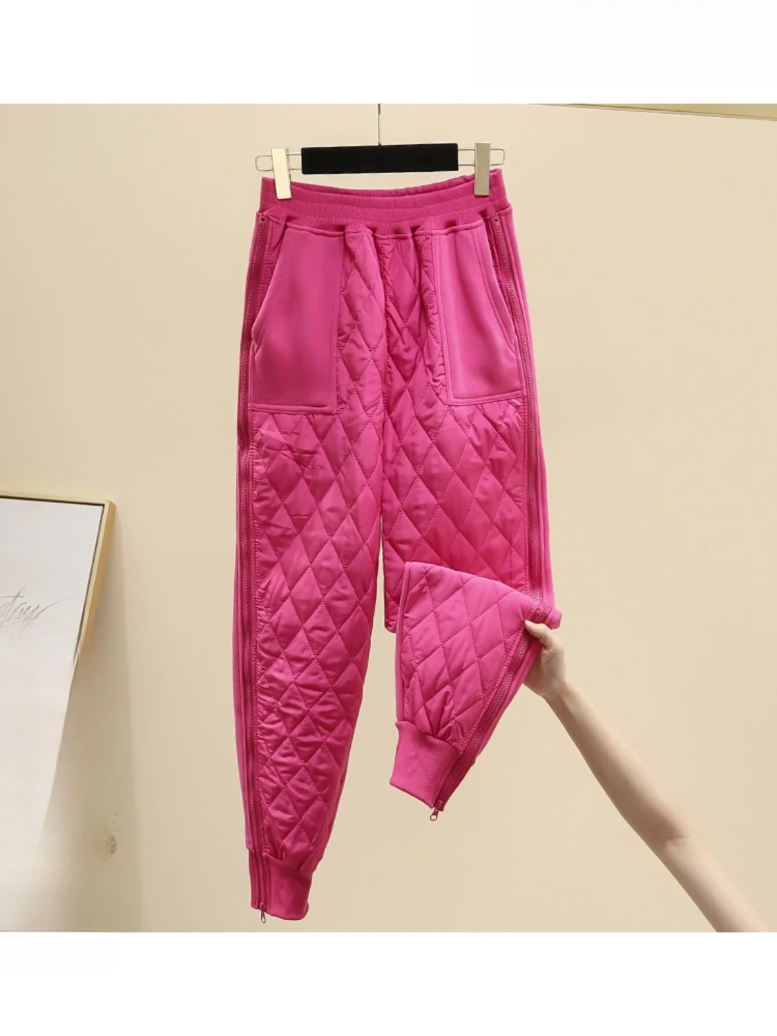 

Утепленные женские брюки из смесового хлопка для осени и зимы, с высокой талией, в стиле Harlan, с манжетами, длинные