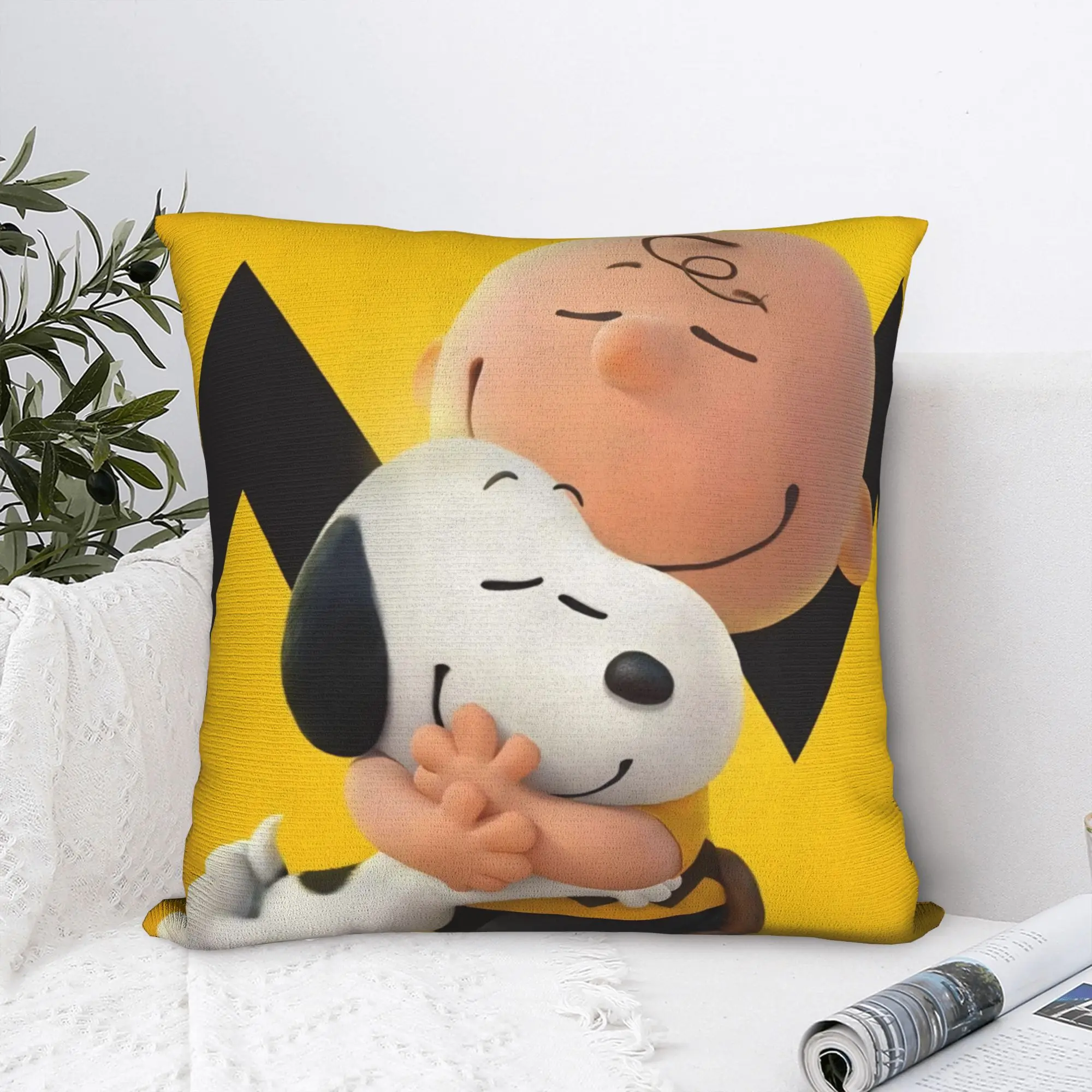 S-Snoopys Movie Pillowcase Polyester Cushion Cover Decor Lovely Winter Holiday Pillow Case Cover Home Square 18'