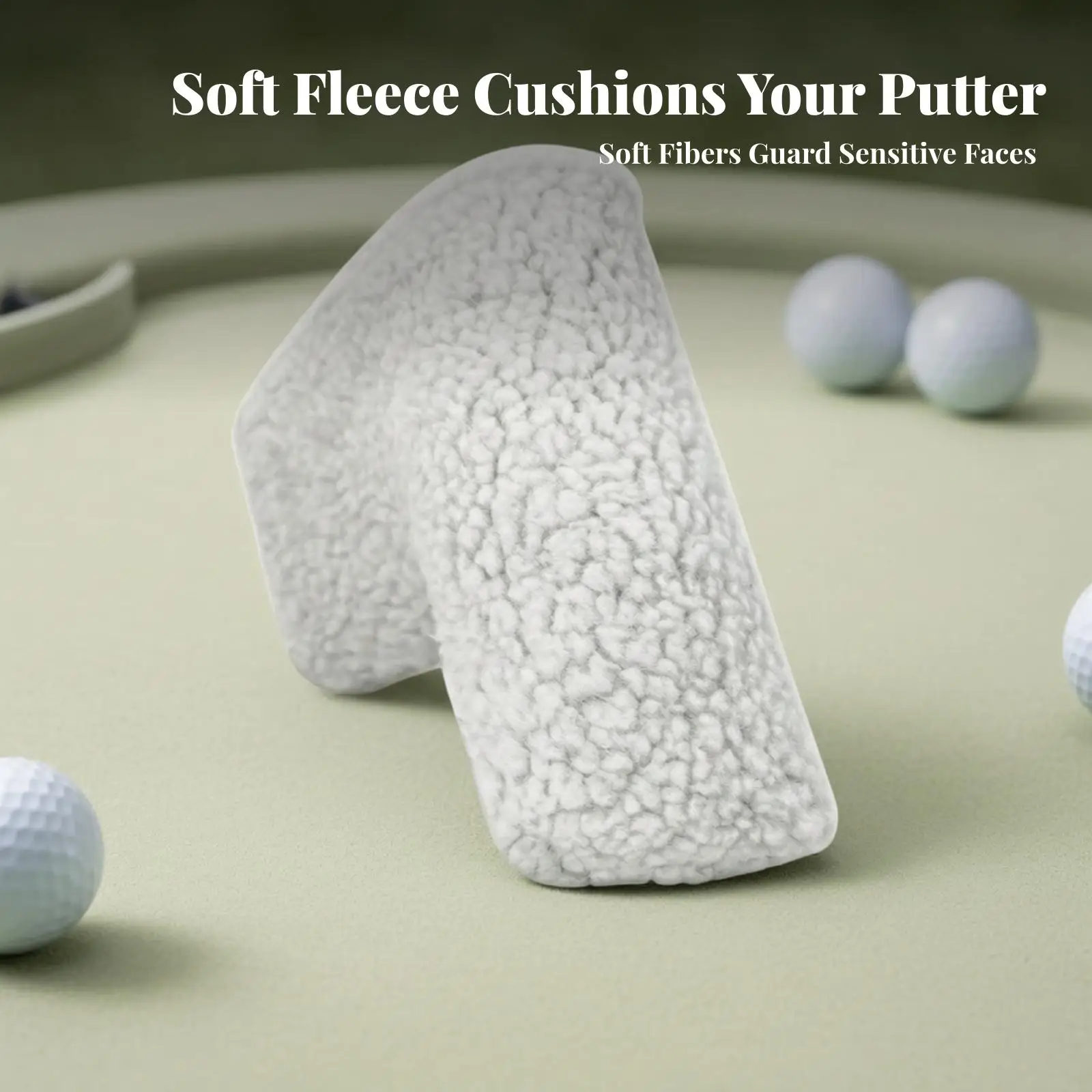 PU Leather Putter Headcover | Thick shag Exterior, Soft Padded Construction Putter Cover