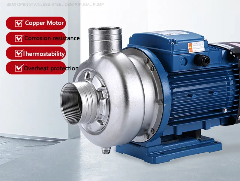 

Suitable for 550W/750W Semi-open impeller Stainless steel Centrifugal pump Noncorrosive Sewage pump Water pump