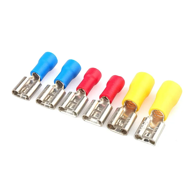 100/50/10pcs Insulated Female Crimping Terminals 2.8mm 4.8mm 6.3mm Seal Spade Electrical Wire Connector Wiring Cable Plug