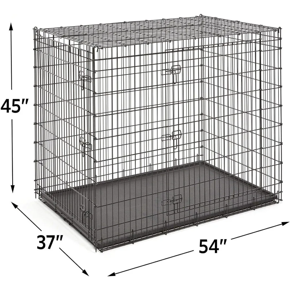 Lot de Caisses à Double Porte Ginorme pour Chiens, Lit Gris, pour Races média, 54 Pouces, SL54esse