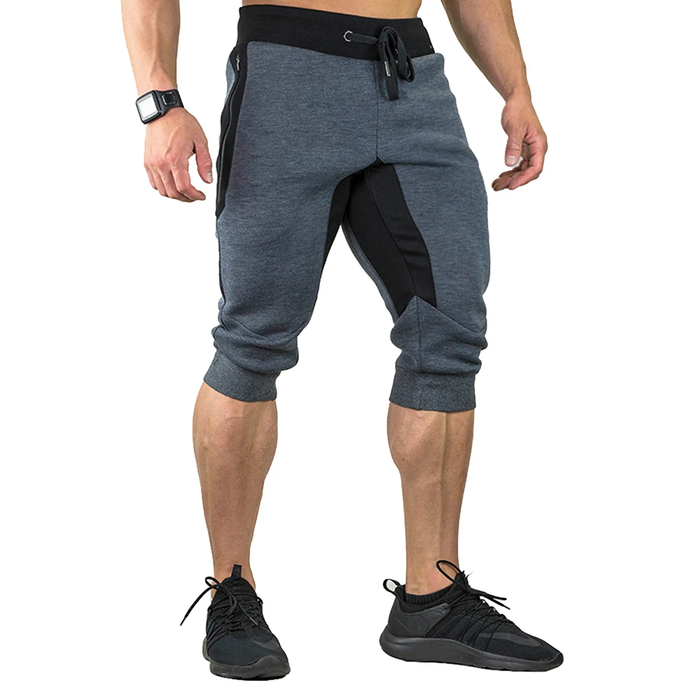 Summer Men's Casual Cotton Shorts Running Workout Joggers Sweatpants  Jogging Sport Capri Pants Mesh Below Knee 3/4 Gym Shorts