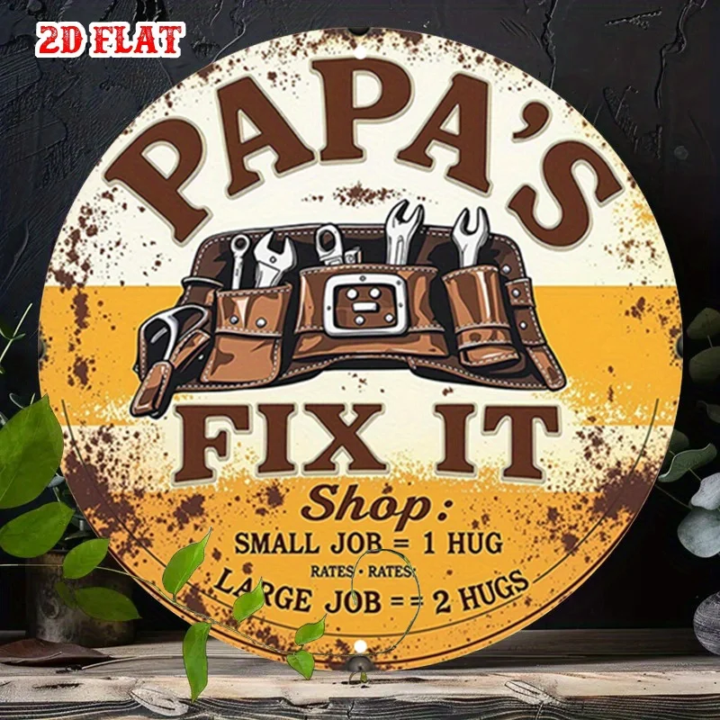 1pc Retro Design Round Aluminum Sign - 