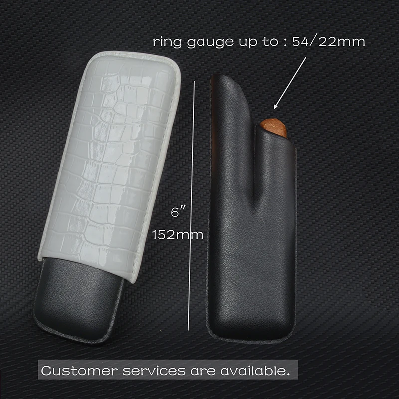 White Cigar Case Crocodile Pattern Cigar Holder 22mm Leather Mini Box 2 Tube for Travel Cigar Humidor 6