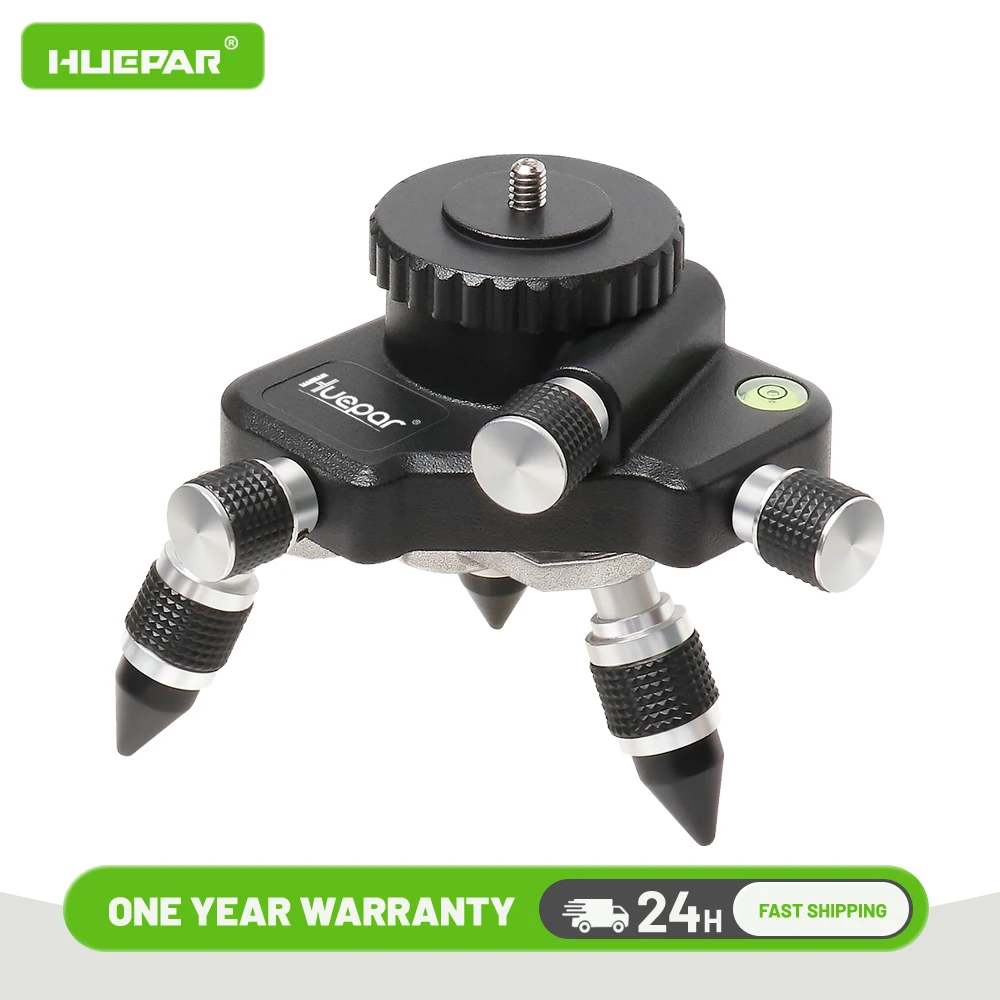 Adaptador Giratório de Tripé Huepar 360 ° Base Microajustável de Ajuste Fino para Nível a Laser com Bolha de Nivelamento Montagem de Rosca de 8