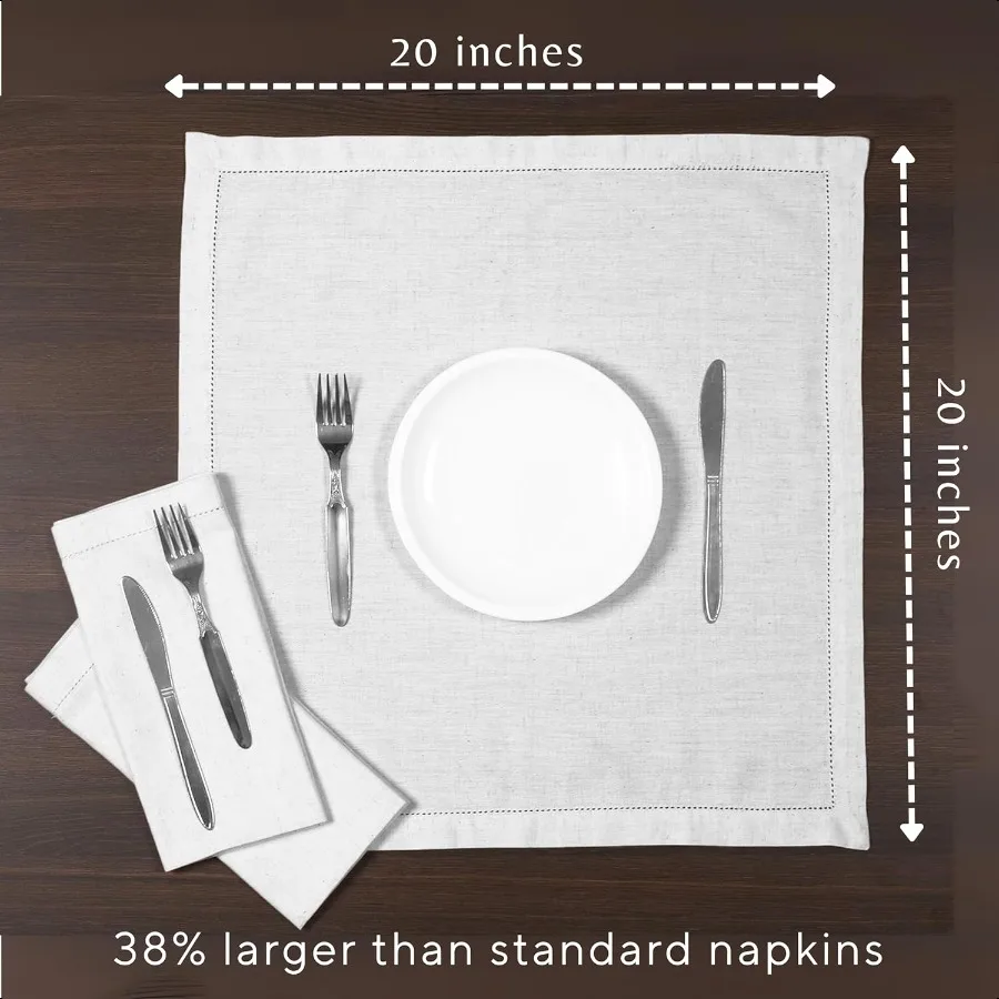 Tovaglioli da pranzo in stoffa decorativa con orlo in cotone di lino colore bianco 20x20 Tovaglioli da cocktail per matrimoni Angoli mititati hine Was