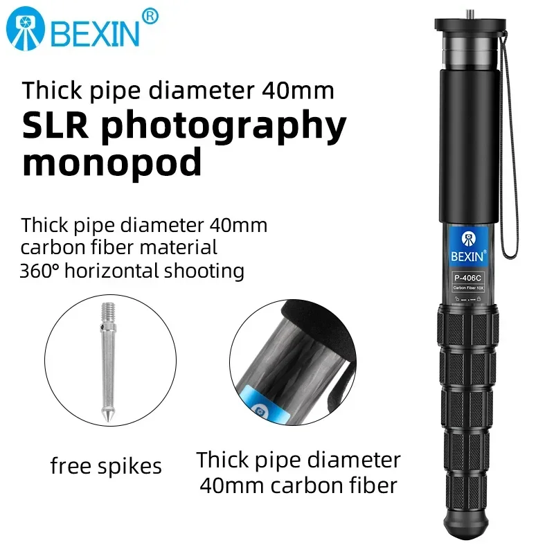 BEXIN P335C/P336C/P365C/P366C/P405C/P406C Monopod z włókna węglowego do podróży, fotografowania, selfie, wysuwany, przenośny uchwyt na aparat — zdjęcie produktu 4