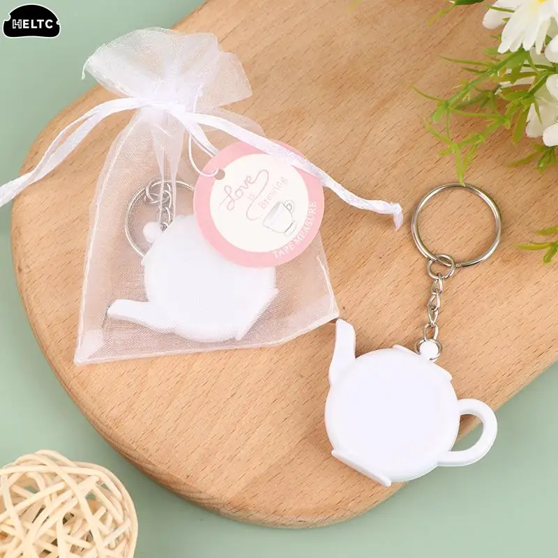 1/1.5M Mini Teapot Tape Measure Keychain With Horizontal Bubble Plastic Portable Retractable Ruler Centimeter/Inch Tape Measure