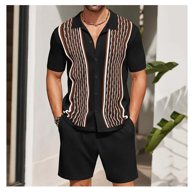 Summer Male Ice Silk Short-sleeved Two-piece Set Business Casual Men's Suit Men's Clothing High Quality Men's Two-piece Set Gym