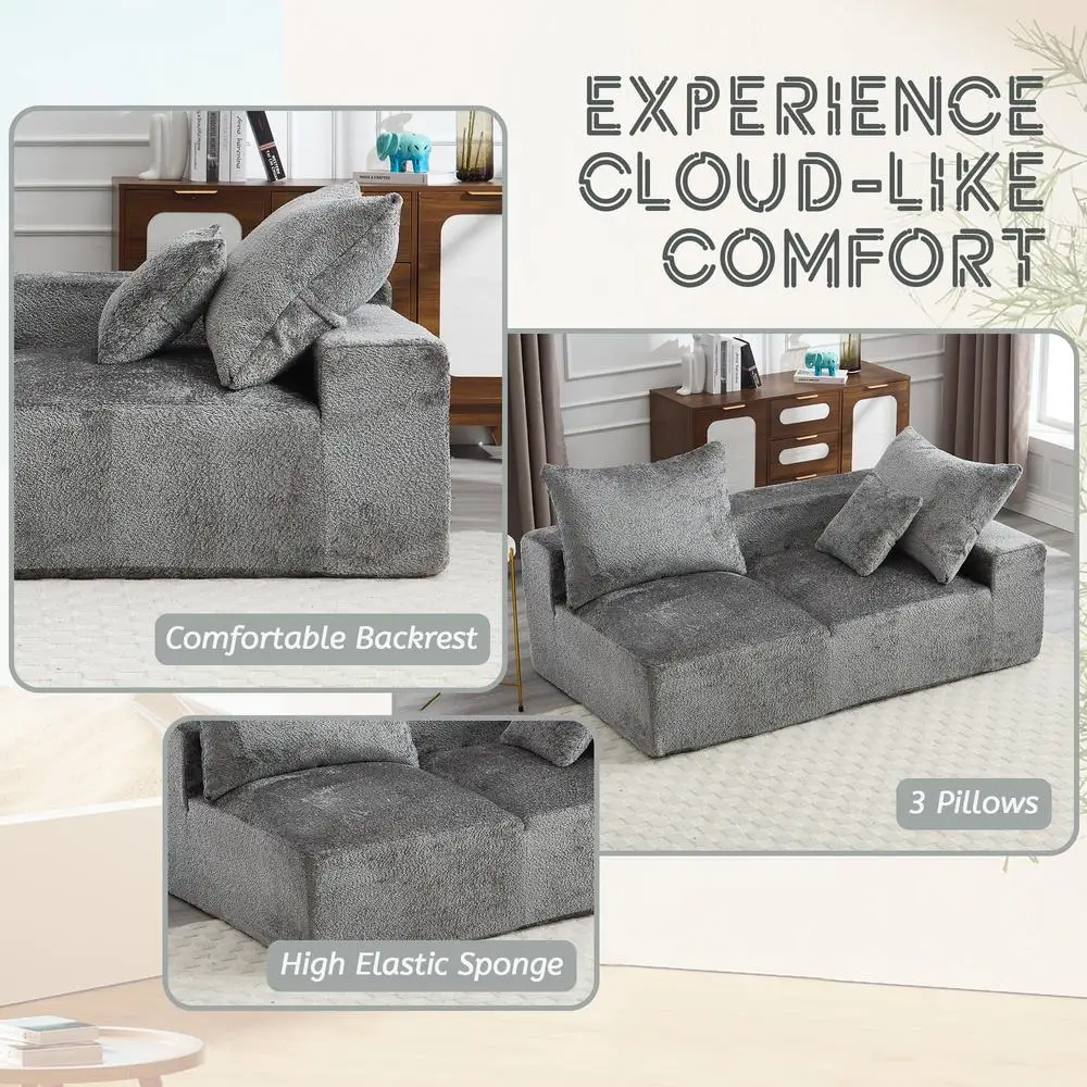 أريكة United We WIN Chenille Loveseat أريكة مريحة لشخصين مريحة للجلوس في صالة كسول للمساحات الصغيرة لغرفة المعيشة #3