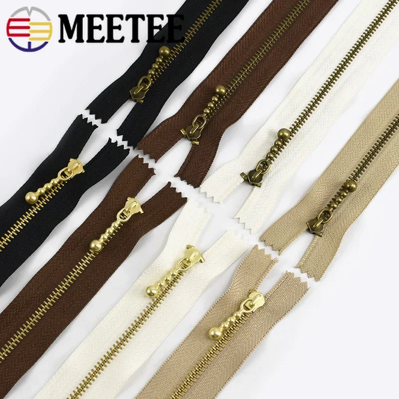 5Pcs 12-40cm 3# Metal Zippers Bronze Auto-lock Zip Bags Pocket Closed-End Zipper Repair Kit DIY Clothing Sewing Zips Accessory