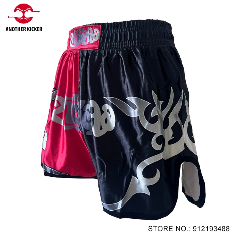 

Muay Thai Shorts Black Red Kick Boxing Shorts Breathable Martial Arts MMA Clothes Men Women Kids Fighter Kickboxing Fight Shorts