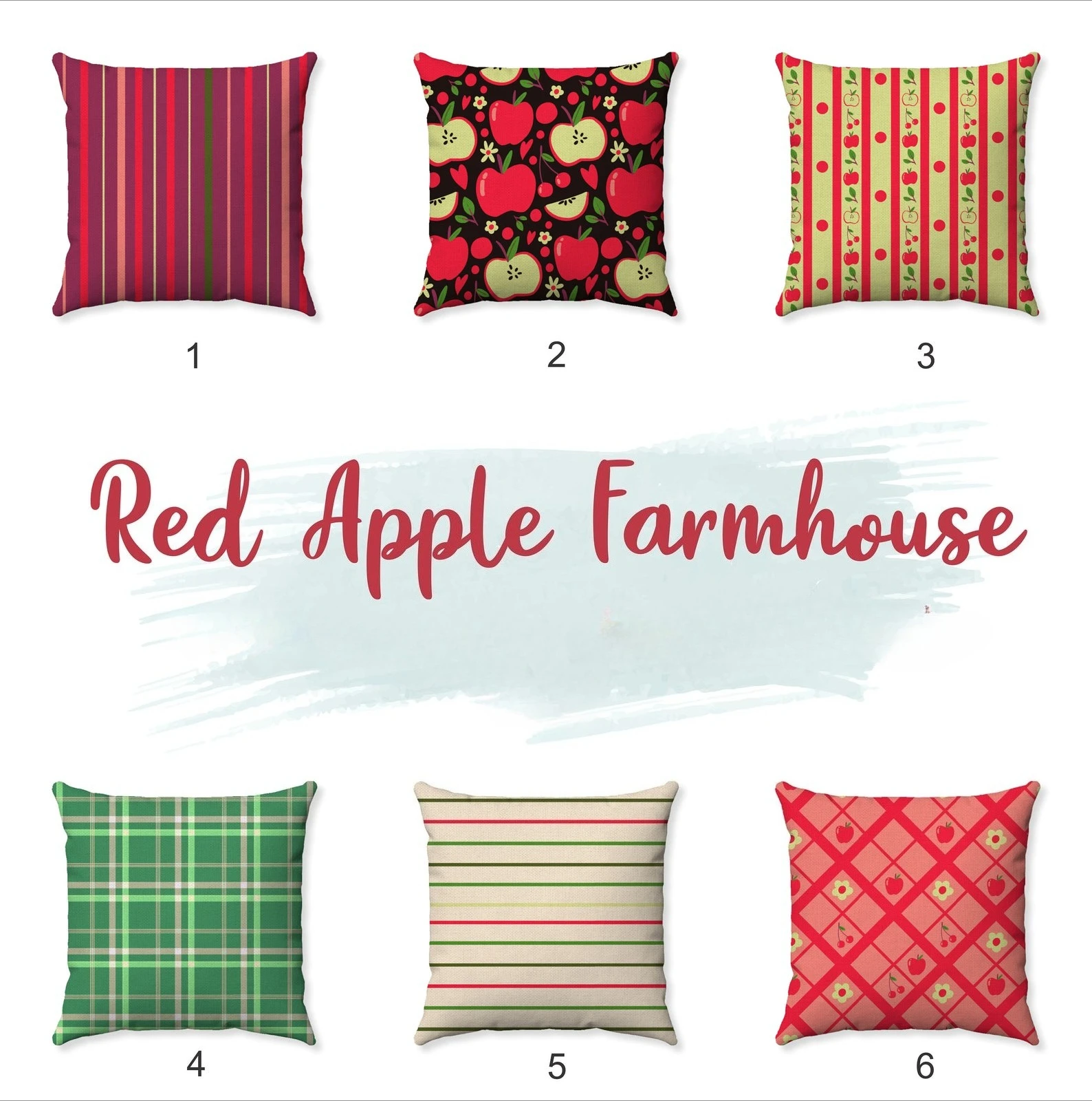 Apple Farmhouse Pillow Cover Country Plaid & Stripe Decor Cushion Cover Bedroom Room Home Decoration Cushion Case