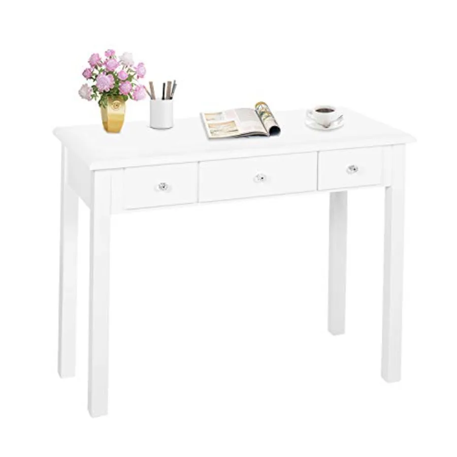 

Home Office Small Writing Desk with Drawers Bedroom Study Table for Adults/Student Vanity Makeup Dressing Table Save Space Gift